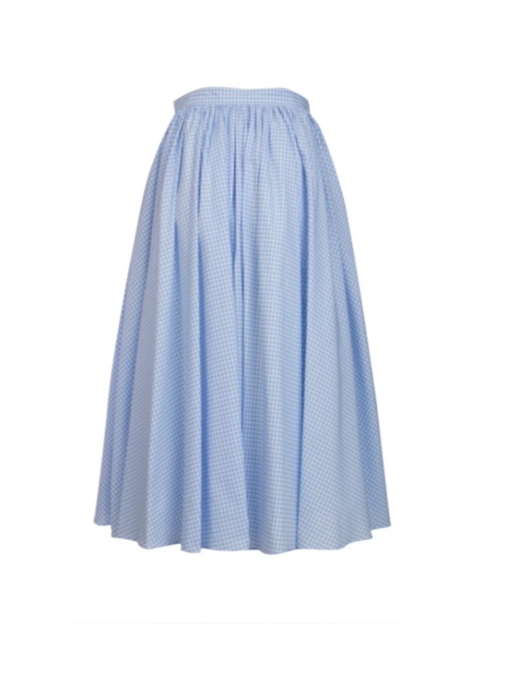 Miu Miu Gingham Ruffled Lace-Trimmed Midi Skirt - Picture 9 of 16